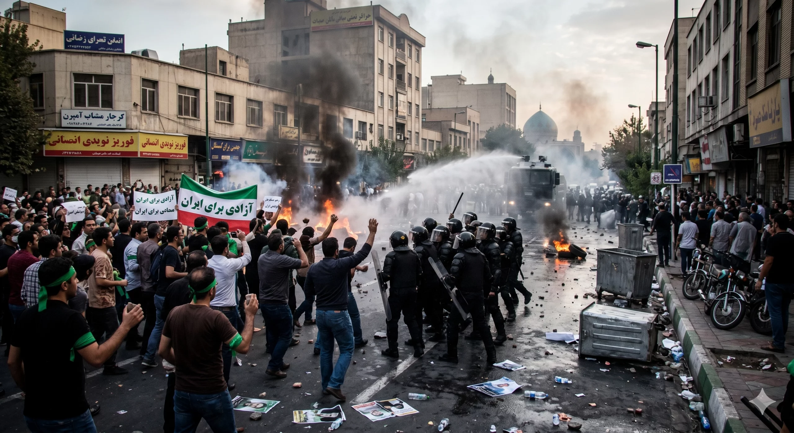 Soldiers in the streets in Iran during conflict of 2026